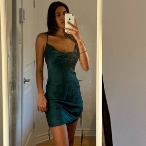 Beautiful Aritzia  Slip Silk Dark Green Dress